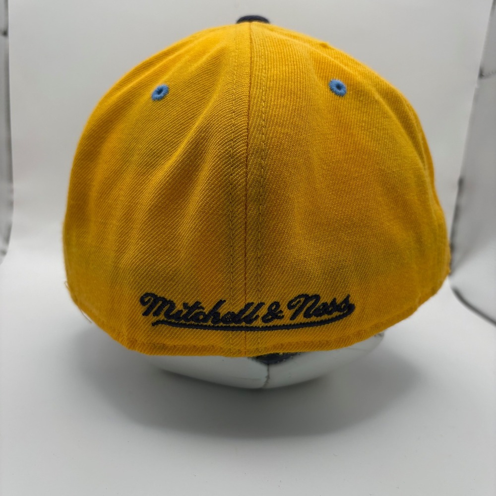 Mitchell & Ness Denver Nuggets Fitted Hat 7 1/4 Yellow Navy High Crown G163K - Picture 3 of 6
